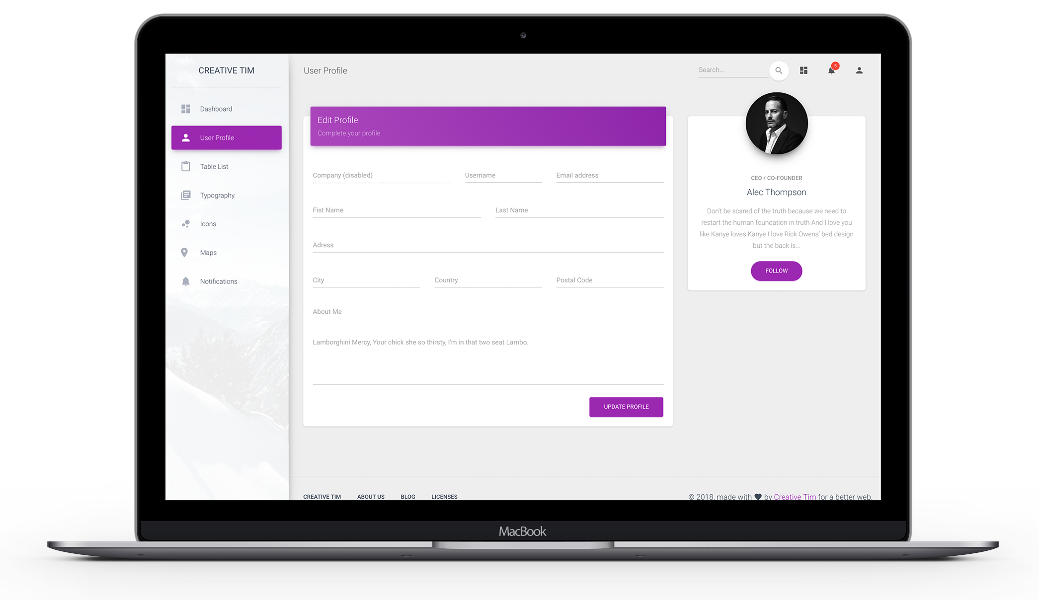 Vista de Erantum en un portátil